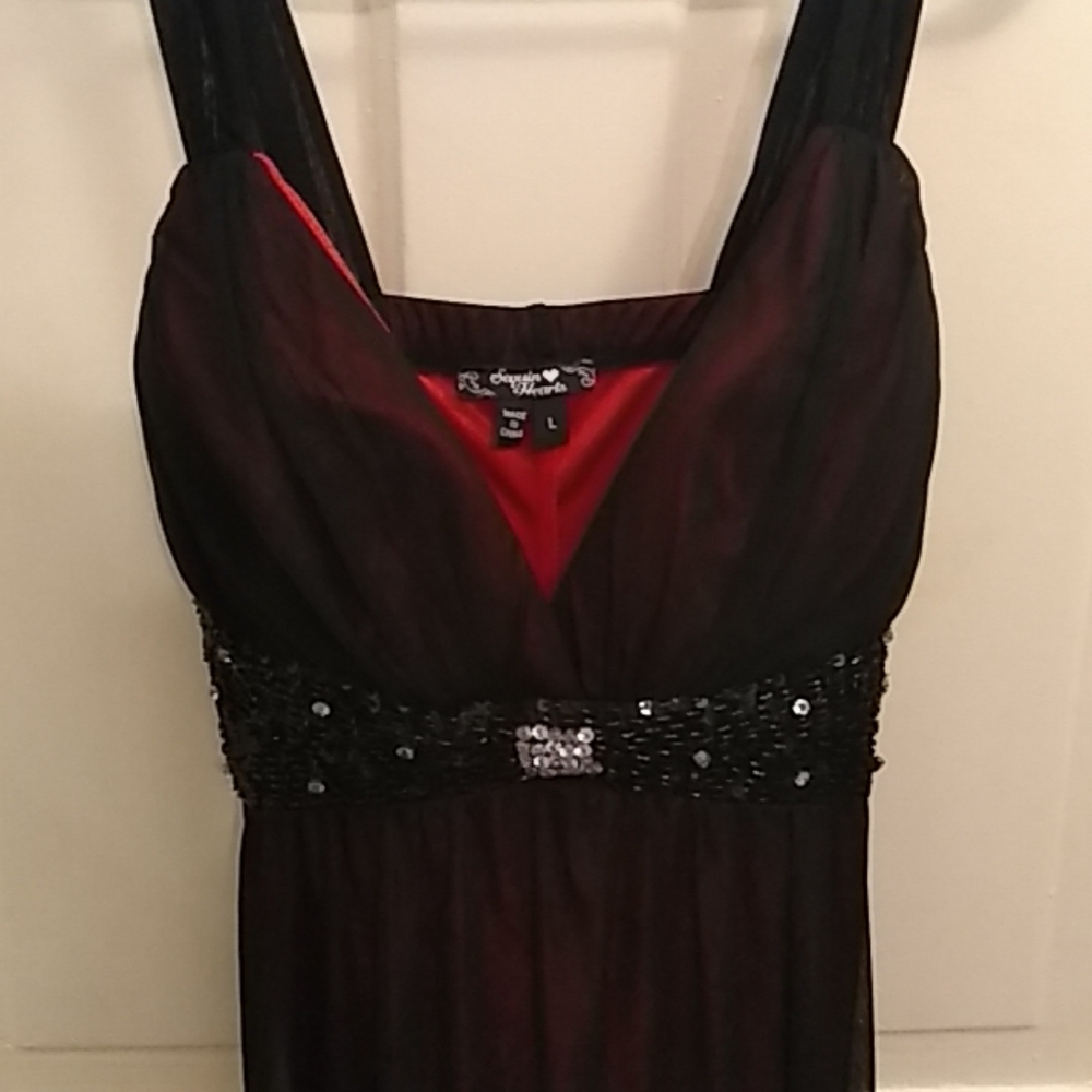 Large Semi Formal Sheer Black/Red Dress